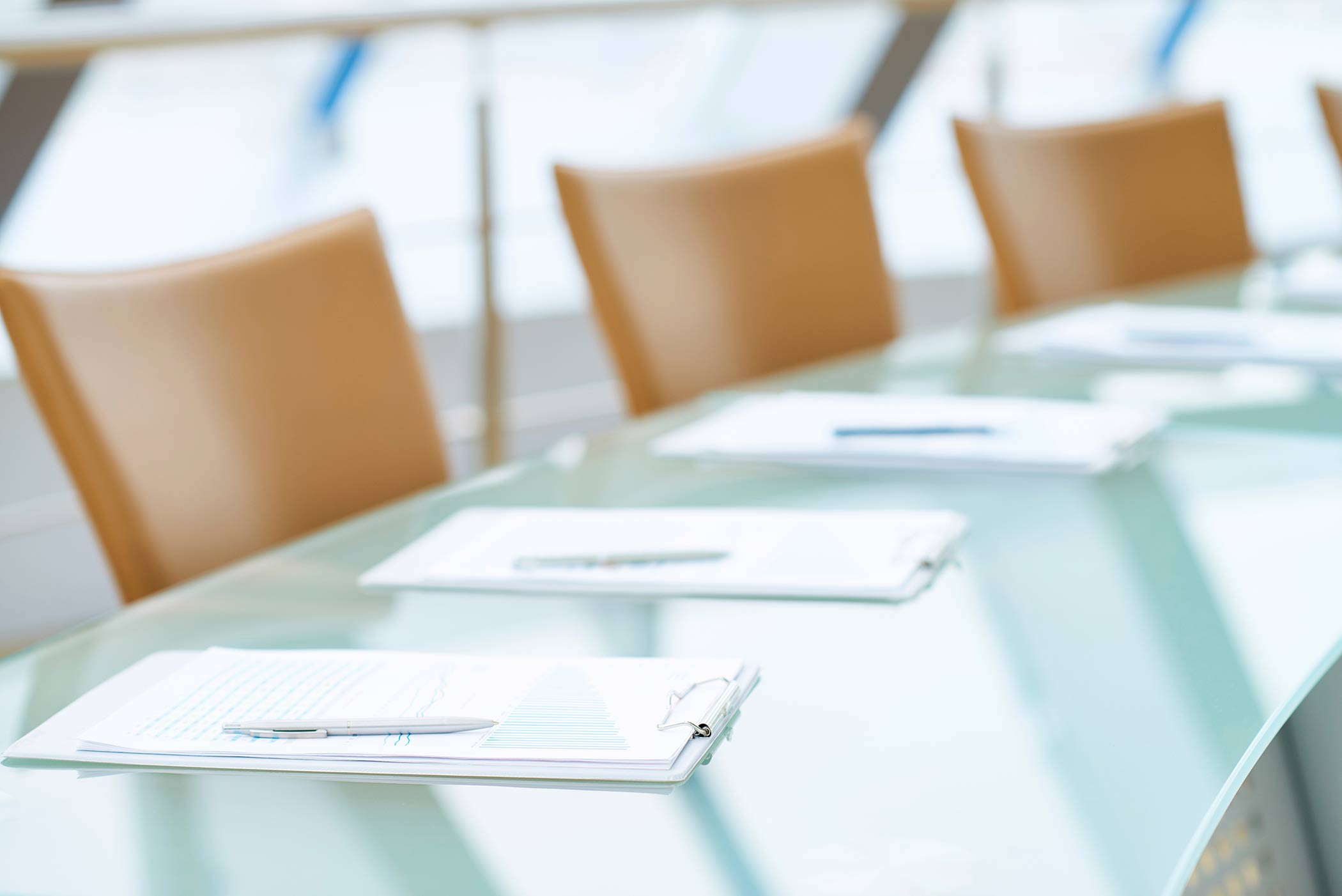 Conference room with documents on the table